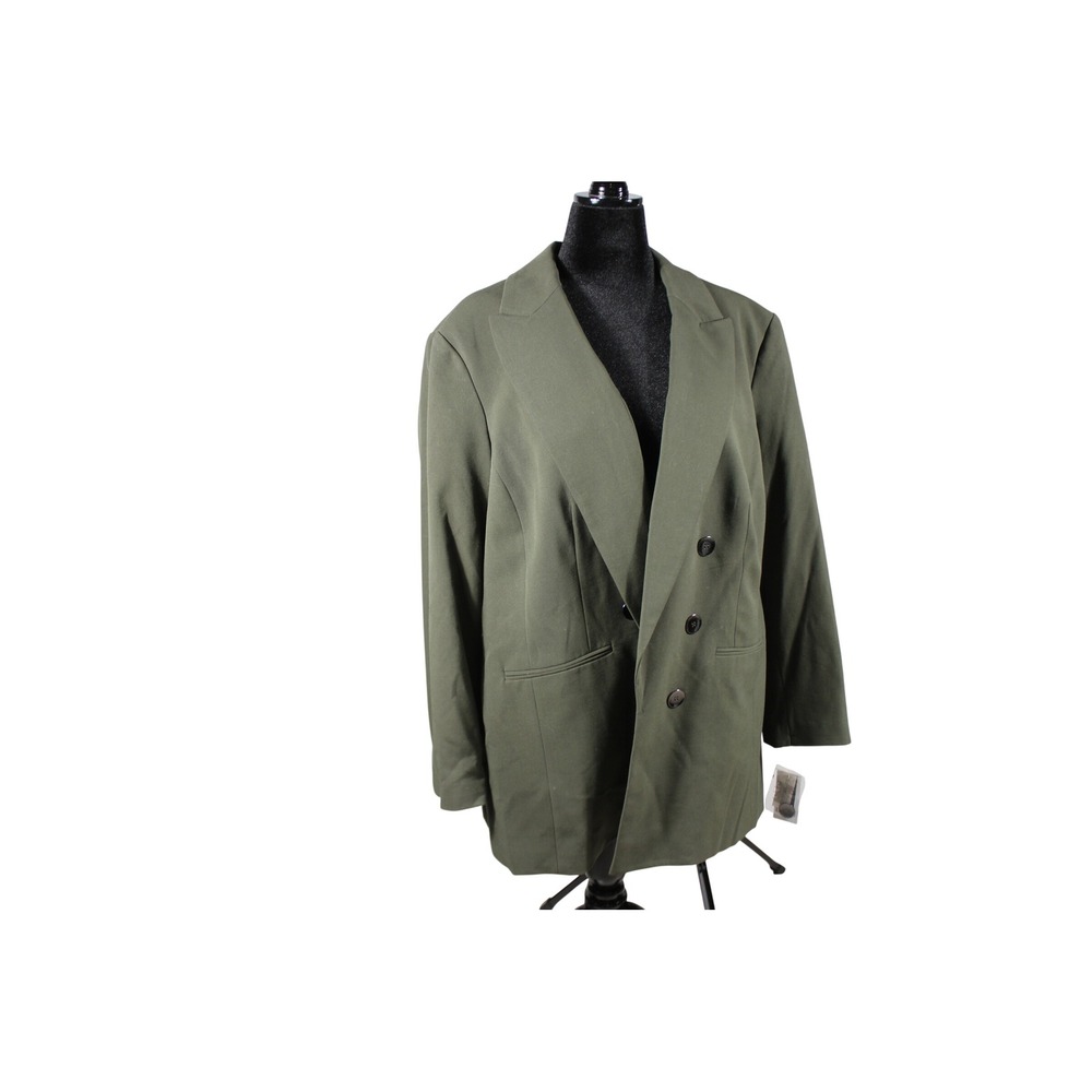 Bar III Womens Herb Garden Olive Green Dbl Breasted Blazer 3X 10877411-0QB NWT